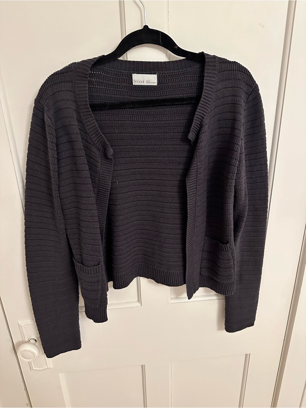 Becool Charcoal Knit Lightweight Open Cardigan Pockets